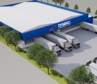 Perspectiva de centro de distribuição com docas