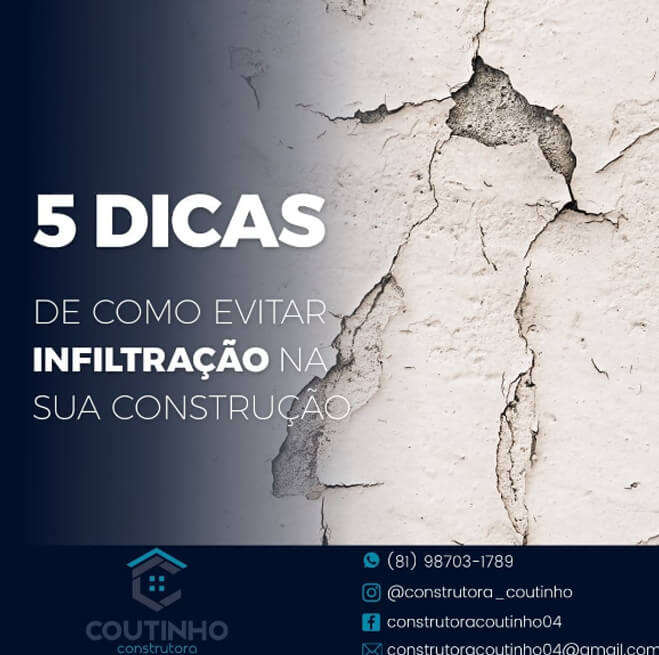 5 DICAS DE COMO EVITAR INFILTRAÇÃO NA SUA CONSTRUÇÃO